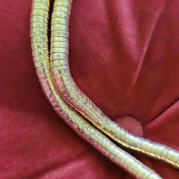 Vintage Tribal Stacked Cupped Snake Coil Necklace Goldtone - Picture 5 of 16